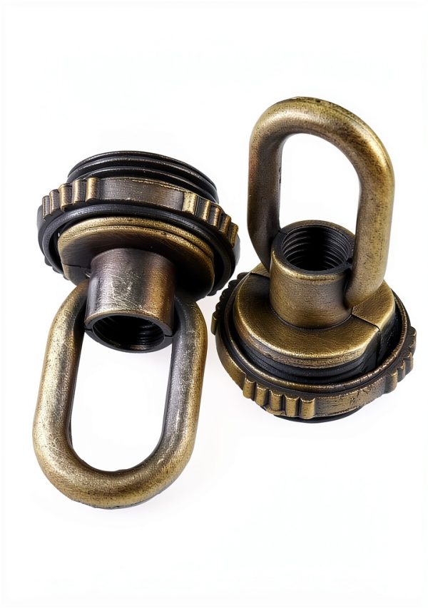 2PCS Crystal Lamp Inner and Outer Threaded Ring Fitting Bronze Zinc Alloy Threaded Ring Eye Nut Ring Nut Fixing Chandelier for Candelabra Lamp Traditional Chandelier Pendant Lamp-2