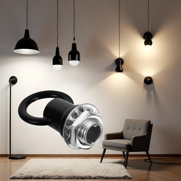 4 Set Black Light Fixture Hooks Ring Nuts,Eye,Lamp Nut Lifting Rings Nuts M10 Thread Lamp Female Loop Holder Black Ring Hanging Light Rings Luminaire - Eye Nut-3