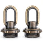 2PCS Crystal Lamp Inner and Outer Threaded Ring Fitting Bronze Zinc Alloy Threaded Ring Eye Nut Ring Nut Fixing Chandelier for Candelabra Lamp Traditional Chandelier Pendant Lamp-0