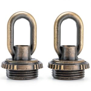 2PCS Crystal Lamp Inner and Outer Threaded Ring Fitting Bronze Zinc Alloy Threaded Ring Eye Nut Ring Nut Fixing Chandelier for Candelabra Lamp Traditional Chandelier Pendant Lamp-0