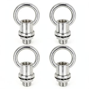 PATIKIL 18Lb Load Lamp Female Loop Holder, 4 Set Lifting Eye M10 Fine Thread Nut Hook Ring Shape Structural Support to Chandelier Lighting Fixture (Silver, 1.1 x 1.4 Inch)-0