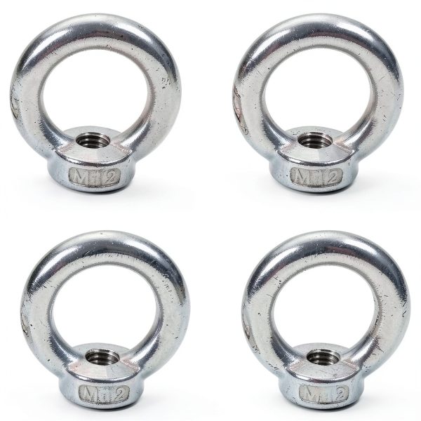 MroMax Lifting Eye Nut M12 Stainless Steel 4pcs Ring Shape Fastener-0