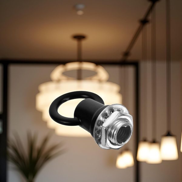 4 Set Black Light Fixture Hooks Ring Nuts,Eye,Lamp Nut Lifting Rings Nuts M10 Thread Lamp Female Loop Holder Black Ring Hanging Light Rings Luminaire - Eye Nut-1