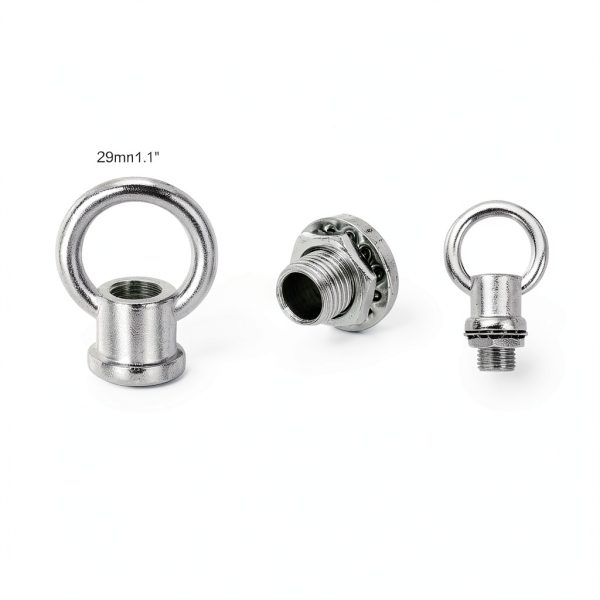 PATIKIL 18Lb Load Lamp Female Loop Holder, 4 Set Lifting Eye M10 Fine Thread Nut Hook Ring Shape Structural Support to Chandelier Lighting Fixture (Silver, 1.1 x 1.4 Inch)-1