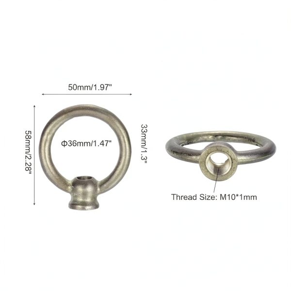 MECCANIXITY Eye Nut 220lb M10 Copper Hook Ring for Chandelier 58x50mm-1